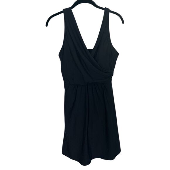 Lands' End Tummy Control Surplice One-Piece Swim Dress Black Size 12 LONG Wrap - Picture 3 of 8